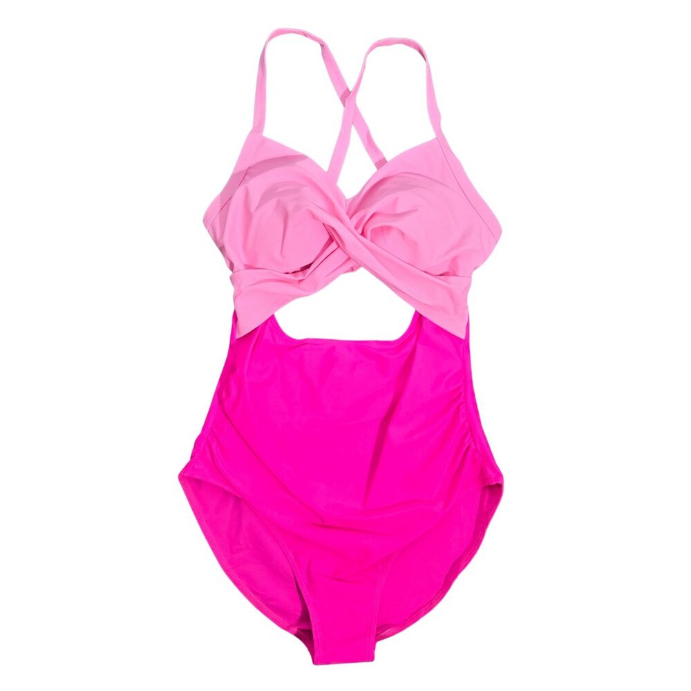NWOT | Pink Twist-Front Cutout Tummy Control One-Piece Swimsuit | Medium